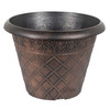 Garden Elements Outdoor Diamond Banded Plastic Planter, 14.75"