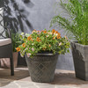 Garden Elements Outdoor Diamond Banded Plastic Planter, 14.75"