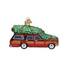 Old World Christmas Glass Blown Ornament for Christmas Tree, Station Wagon With Tree