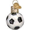 Old World Christmas Mini Glass Blown Ornament, Soccer Ball, 1.5" (With OWC Gift Box)