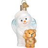 Old World Christmas Glass Blown Ornament for Christmas Tree, Baby Snow Angel With Bear