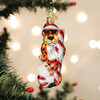 Old World Christmas Glass Blown Ornament for Christmas Tree, Chester Cheetah On Candy Cane