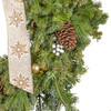 Garden Elements Fresh Christmas Live Frasier Fir Wreath with Bow & Accessories, White and Gold Snowflake, 22"