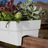 Bloem Indoor/Outdoor Recycled Plastic Finley Deck Rail Rectangle Planter Box, Fits Rail Sizes 3"-6", Casper White, 7.5 Gallon Capacity