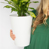 Bloem Indoor/Outdoor Tall Finley Tapered Round, 100% Recycled Plastic Pot, Casper White, 4 Gallon Soil Capacity, 14