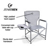 Zenithen Portable Outdoor Directors Folding Chair with Side Table, Gray