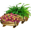 Classic Home and Garden Acacia Wood Footed Half-Barrel Planters with Metal Band — Assorted Sizes (Set of 2)