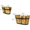 Classic Home and Garden Indoor/Outdoor Acacia Wood Oval Half-Barrel Planters with Metal Band — Assorted Sizes (Set of 2)
