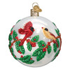 Old World Christmas Blown Glass Ornament for Christmas Tree, Holly Berry Birds Round