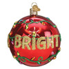 Old World Christmas Hanging Mouth-Blown Glass Ornament for Trees, Merry & Bright Round Ball, 3.5"