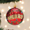 Old World Christmas Hanging Mouth-Blown Glass Ornament for Trees, Merry & Bright Round Ball, 3.5"