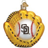 Old World Christmas Blown Glass Ornament for Christmas Tree, San Diego Padres Baseball Mitt