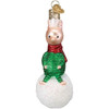 Old World Christmas Blown Glass Ornament for Christmas Tree, Piglet On Snowball