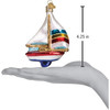 Old World Christmas Glass Blown Ornament, Sailboat (With OWC Gift Box)