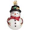 Old World Christmas Blown Glass Ornament for Christmas Tree, Red Bow Holly Hat Snowman (with OWC Gift Box)