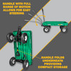 Farm Tuff Durable Plastic Deck Garden Wagon Utility Cart with Pneumatic Tires, Green, 20" x 38"