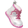 Old World Christmas Blown Glass Ornament for Christmas Tree, Pink Baby Shoe (with OWC Gift Box)