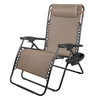 Four Seasons XL Outdoor Zero Gravity Steel Chair with Cup Holder & Tray – Adjustable Reclining Chair, Mocha