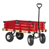 Millside Industries Classic Wood Wagon Cart with Removable Wooden Side Racks and Pneumatic Tires, Red, 20" x 38"