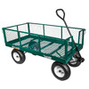FARM-TUFF Durable Metal Deck Garden Wagon Utility Cart with Pneumatic Tires and Fold Down Side Panels, Green, 24" x 48"