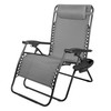 Four Seasons XL Outdoor Zero Gravity Steel Chair with Cup Holder & Tray – Adjustable Reclining Chair, Gray