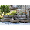 Outdoor Interiors Antique Stained Eucalyptus and Light Beige Wicker Contemporary Sectional Patio Furniture Set, 4 Piece