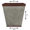 Southern Patio Westlake Pleated Square Planter with Galvanized Finish, Silver, 16in