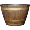 Classic Home and Garden Whiskey Resin Flower Pot Barrel Planter, Oak Brown, 15"