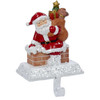 Kurt Adler Metal Christmas Stocking Hanger, Santa with Bag of Gifts, 6.5in