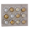 Kurt Adler Miniature Glass Ball Christmas Tree Ornament Set, Gold and Silver, 1" (12-Count)