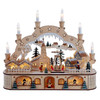 Kurt Adler Wooden LED Light-Up Musical/Motion Santa Christmas Village with Candles