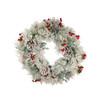 Kurt Adler Unlit Faux Snow Christmas Wreath with Berries & Pinecones, 24in