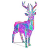 Kurt Adler Pre-Lit Cool White LED Holographic Iridescent Reindeer, 35.5in