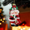Kurt Adler Nobel Gems Glass Christmas Ornament, Mr. and Mrs. Santa Under Mistletoe