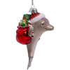 Kurt Adler Nobel Gems Glass Christmas Ornament, Dolphin with Santa Hat and Gifts