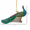 Kurt Adler Noble Gems Glass Ornament for Christmas Tree, Glittered Peacock, Green & Blue