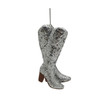 Kurt Adler Hanging Resin Christmas Tree Ornament, Silver Glitter Cowboy Boots, 4"