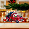Kurt Adler Noble Gems Glass Ornament for Christmas Tree, Truck with Tree