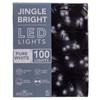 Kurt Adler Indoor/Outdoor Jingle Bright LED Light Set, 100 LED Lights on Green Wire, Pure White, 17ft