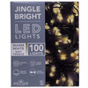Kurt Adler Indoor/Outdoor Jingle Bright LED Light Set, 100 LED Lights on Green Wire, Warm White Soft Twinkle, 17ft