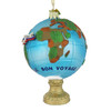 Kurt Adler Noble Gems Glass Ornament for Christmas Tree, Globe with Airplane