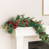 Kurt Adler Berries and Pinecone Ribbon Christmas Garland, Green, 6ft