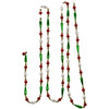 Kurt Adler Christmas Round and Water Drop Beaded Garland, Gold, Red, Green, 9’