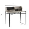 Interior Elements Industrial Secretary Desk with Hutch – Wood Home Office Desk, Grey Wash, 42"