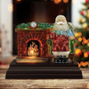 Old World Christmas Lighted Glass Holiday Tabletop Display, Santa at Hearth, 9.75"
