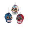 Kurt Adler Noble Gems Glass Ornaments for Christmas Tree, Sugar Skulls, Assorted (Pack of 3)