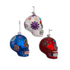 Kurt Adler Noble Gems Glass Ornaments for Christmas Tree, Sugar Skulls, Assorted (Pack of 3)