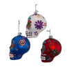 Kurt Adler Noble Gems Glass Ornaments for Christmas Tree, Sugar Skulls, Assorted (Pack of 3)