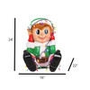 Garden Elements Indoor Fiberglass Christmas Figurine – Elf Boy Playing with Christmas Lights, 24"