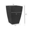 Tusco Products Modern Planter, Tall Square, Black – 12” x 19”